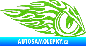 Samolepka Animal flames 016 pravá zvířecí oko 3D karbon zelený kawasaki