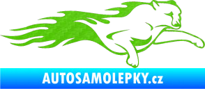 Samolepka Animal flames 018 pravá panter 3D karbon zelený kawasaki