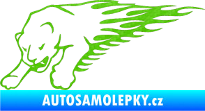 Samolepka Animal flames 020 levá puma 3D karbon zelený kawasaki
