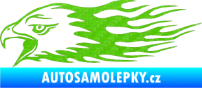 Samolepka Animal flames 023 levá orel 3D karbon zelený kawasaki