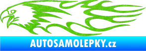 Samolepka Animal flames 026 levá orel 3D karbon zelený kawasaki