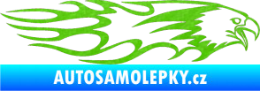 Samolepka Animal flames 026 pravá orel 3D karbon zelený kawasaki