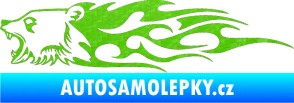 Samolepka Animal flames 027 levá  medvěd 3D karbon zelený kawasaki