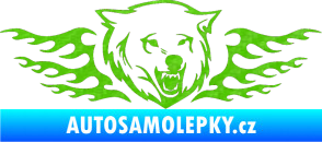 Samolepka Animal flames 034 pravá  vlk 3D karbon zelený kawasaki