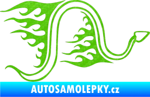 Samolepka Animal flames 040 pravá had 3D karbon zelený kawasaki