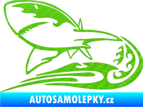 Samolepka Animal flames 041 levá žralok 3D karbon zelený kawasaki