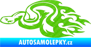 Samolepka Animal flames 042 levá had 3D karbon zelený kawasaki