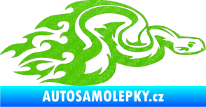 Samolepka Animal flames 042 pravá had 3D karbon zelený kawasaki