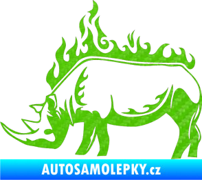 Samolepka Animal flames 049 levá nosorožec 3D karbon zelený kawasaki