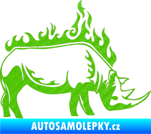 Samolepka Animal flames 049 pravá nosorožec 3D karbon zelený kawasaki