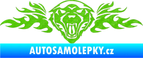 Samolepka Animal flames 058 pravá vlk 3D karbon zelený kawasaki