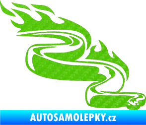 Samolepka Animal flames 064 pravá had 3D karbon zelený kawasaki