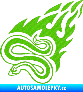 Samolepka Animal flames 065 levá had 3D karbon zelený kawasaki