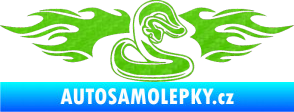 Samolepka Animal flames 072 pravá had 3D karbon zelený kawasaki