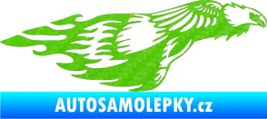 Samolepka Animal flames 076 pravá orel 3D karbon zelený kawasaki