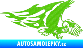 Samolepka Animal flames 081 pravá orel 3D karbon zelený kawasaki