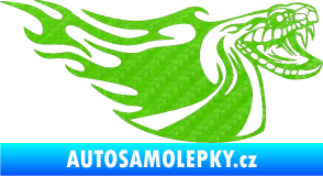 Samolepka Animal flames 082 pravá kobra 3D karbon zelený kawasaki