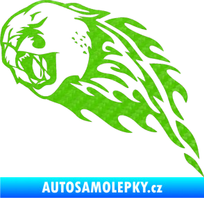 Samolepka Animal flames 083 levá puma 3D karbon zelený kawasaki
