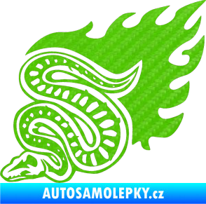 Samolepka Animal flames 086 levá had 3D karbon zelený kawasaki