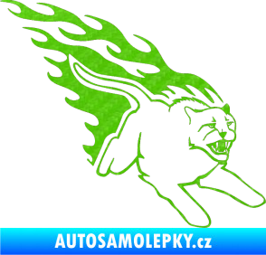 Samolepka Animal flames 096 pravá puma 3D karbon zelený kawasaki