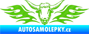Samolepka Animal flames 098 levá býk 3D karbon zelený kawasaki