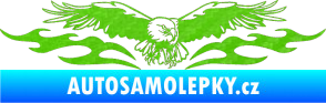 Samolepka Animal flames 100 pravá orel 3D karbon zelený kawasaki