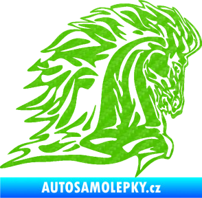 Samolepka Animal flames 101 pravá kůň 3D karbon zelený kawasaki