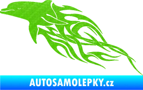 Samolepka Animal flames 102 levá delfín 3D karbon zelený kawasaki