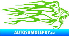 Samolepka Animal flames 103 pravá lev 3D karbon zelený kawasaki