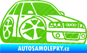 Samolepka Audi A4 karikatura pravá 3D karbon zelený kawasaki
