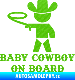 Samolepka Baby cowboy on board levá 3D karbon zelený kawasaki