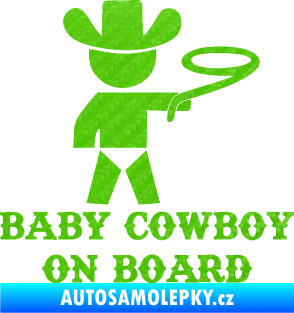 Samolepka Baby cowboy on board pravá 3D karbon zelený kawasaki