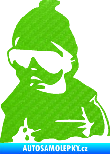 Samolepka Baby on board 002 levá miminko s brýlemi 3D karbon zelený kawasaki