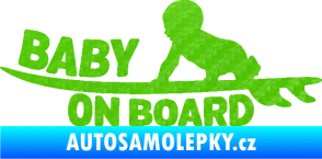 Samolepka Baby on board 010 levá surfing 3D karbon zelený kawasaki
