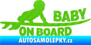 Samolepka Baby on board 010 pravá surfing 3D karbon zelený kawasaki