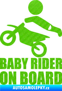Samolepka Baby rider on board levá 3D karbon zelený kawasaki