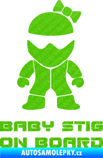 Samolepka Baby stig on board girl 3D karbon zelený kawasaki