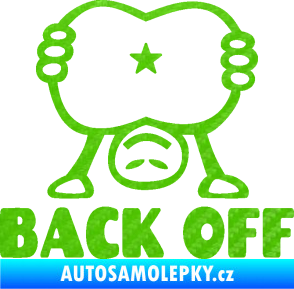 Samolepka Back off panáček 3D karbon zelený kawasaki