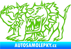 Samolepka Bad dogs levá zuřiví psi 3D karbon zelený kawasaki