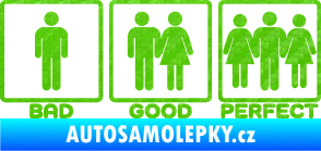Samolepka Bad good perfect 002 nápis 3D karbon zelený kawasaki