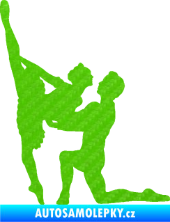 Samolepka Balet 002 levá taneční pár 3D karbon zelený kawasaki