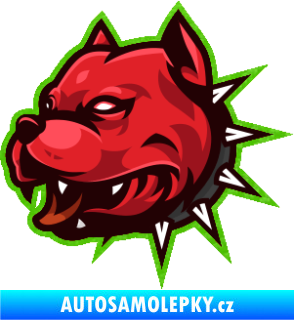Samolepka Barevný pes 004 s konturou levá 3D karbon zelený kawasaki