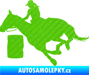 Samolepka Barrel racing 001 levá cowgirl rodeo 3D karbon zelený kawasaki
