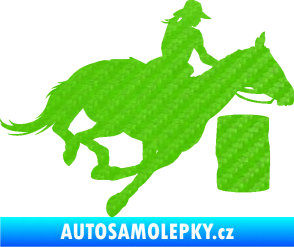Samolepka Barrel racing 001 pravá cowgirl rodeo 3D karbon zelený kawasaki