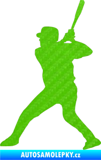 Samolepka Baseball 003 levá 3D karbon zelený kawasaki