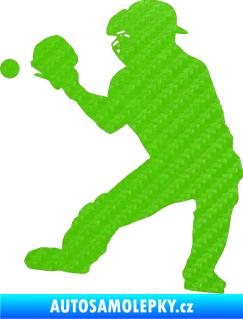 Samolepka Baseball 007 levá 3D karbon zelený kawasaki