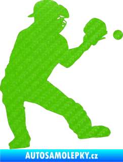Samolepka Baseball 007 pravá 3D karbon zelený kawasaki