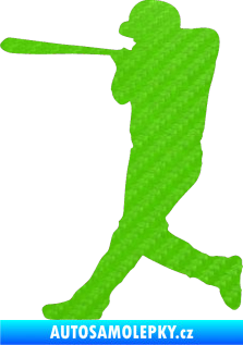 Samolepka Baseball 009 levá 3D karbon zelený kawasaki