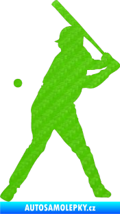 Samolepka Baseball 013 levá 3D karbon zelený kawasaki