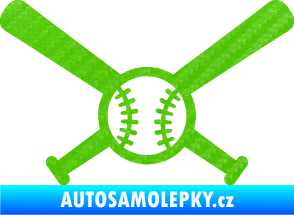 Samolepka Baseball míček a pálky 3D karbon zelený kawasaki
